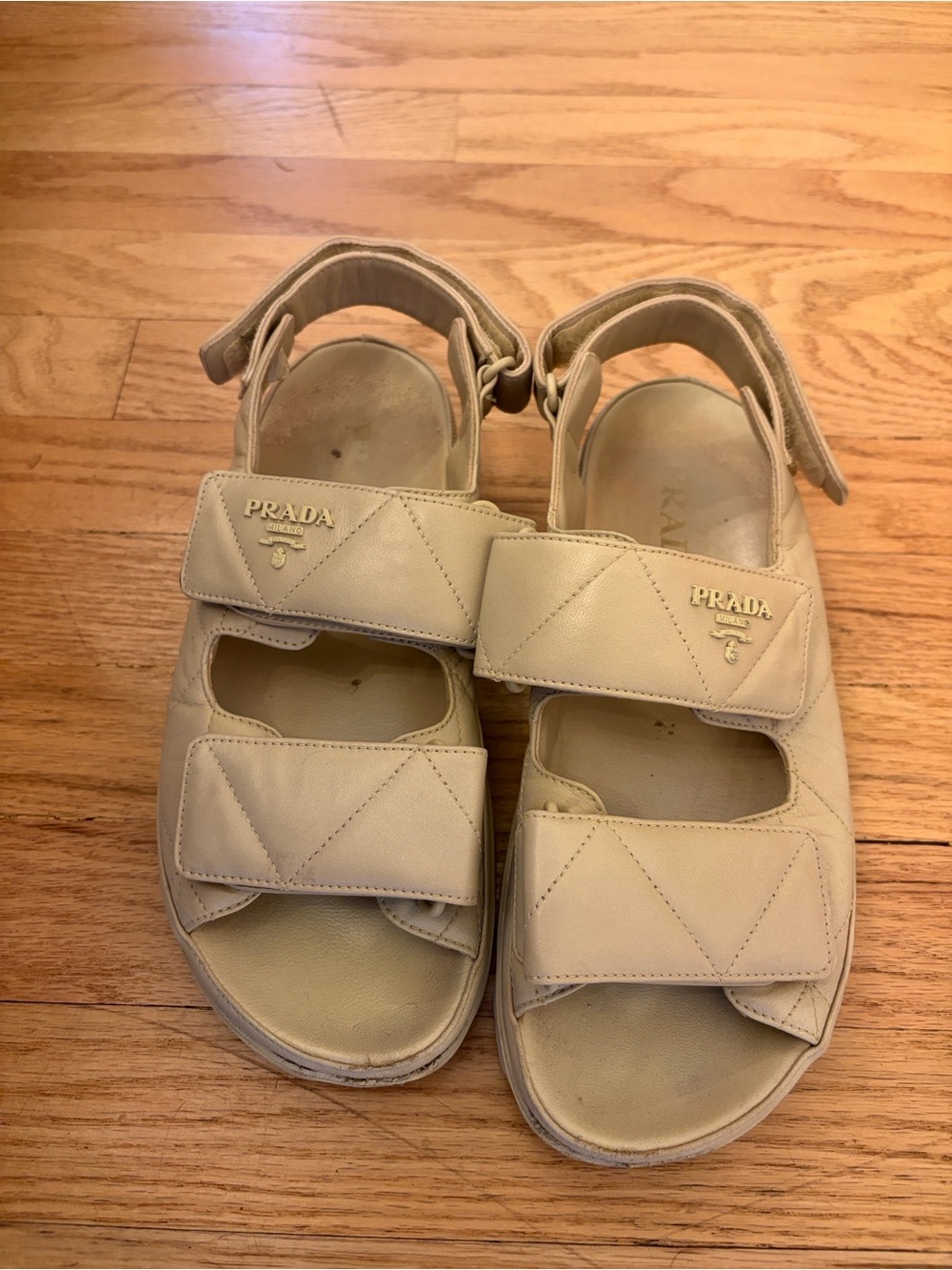 Prada Padded Nappa Leather Quilted Sandals
